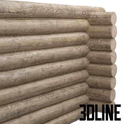 log cabin with jute rope(3dline.net)