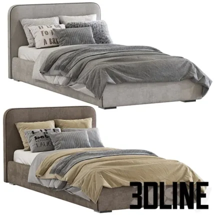 Bed with a Soft Headboard 11(3dline.net)
