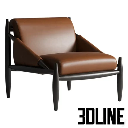 Bastion Leather and Wood Accent Chair(3dline.net)