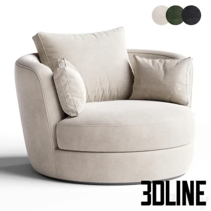 Dahlonega Upholstered Swivel Barrel Chair(3dline.net)