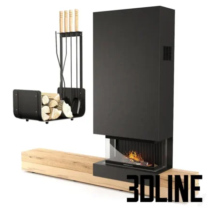 Fireplace  black and wood(3dline.net)