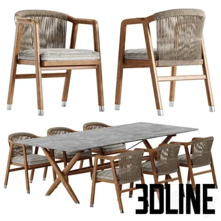 Flexform Crono chair Boma table set(3dline.net)