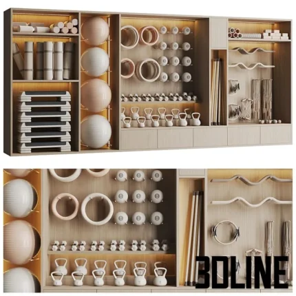 Rack with sports equipment for yoga(3dline.net)