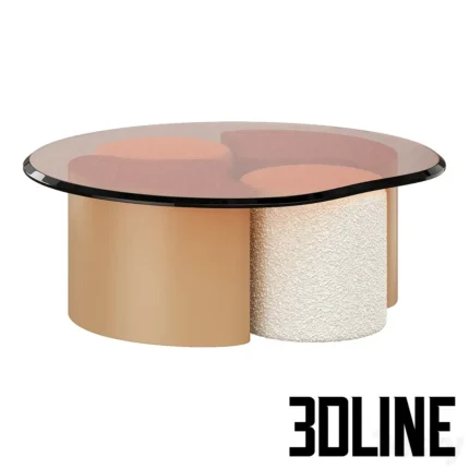 Set of a coffee table and two poufs Poglio(3dline.net)