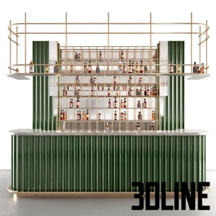 Stylish bar with bottles and MF Art Ceramic wow tile(3dline.net)