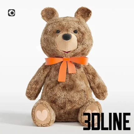 Teddy bear with an orange bow(3dline.net)