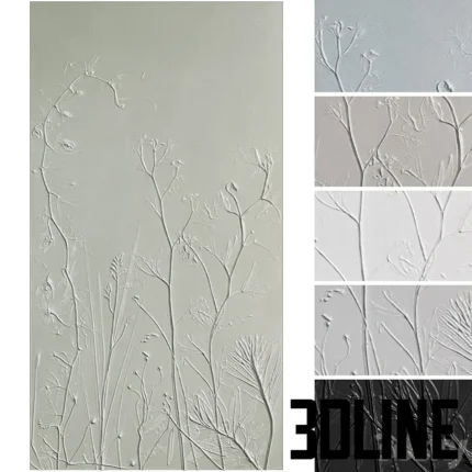 Botanical bas relief gypsum wall(3dline.net)