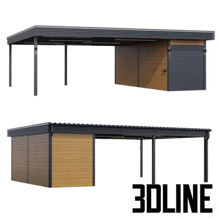 Carport with utility block(3dline.net)