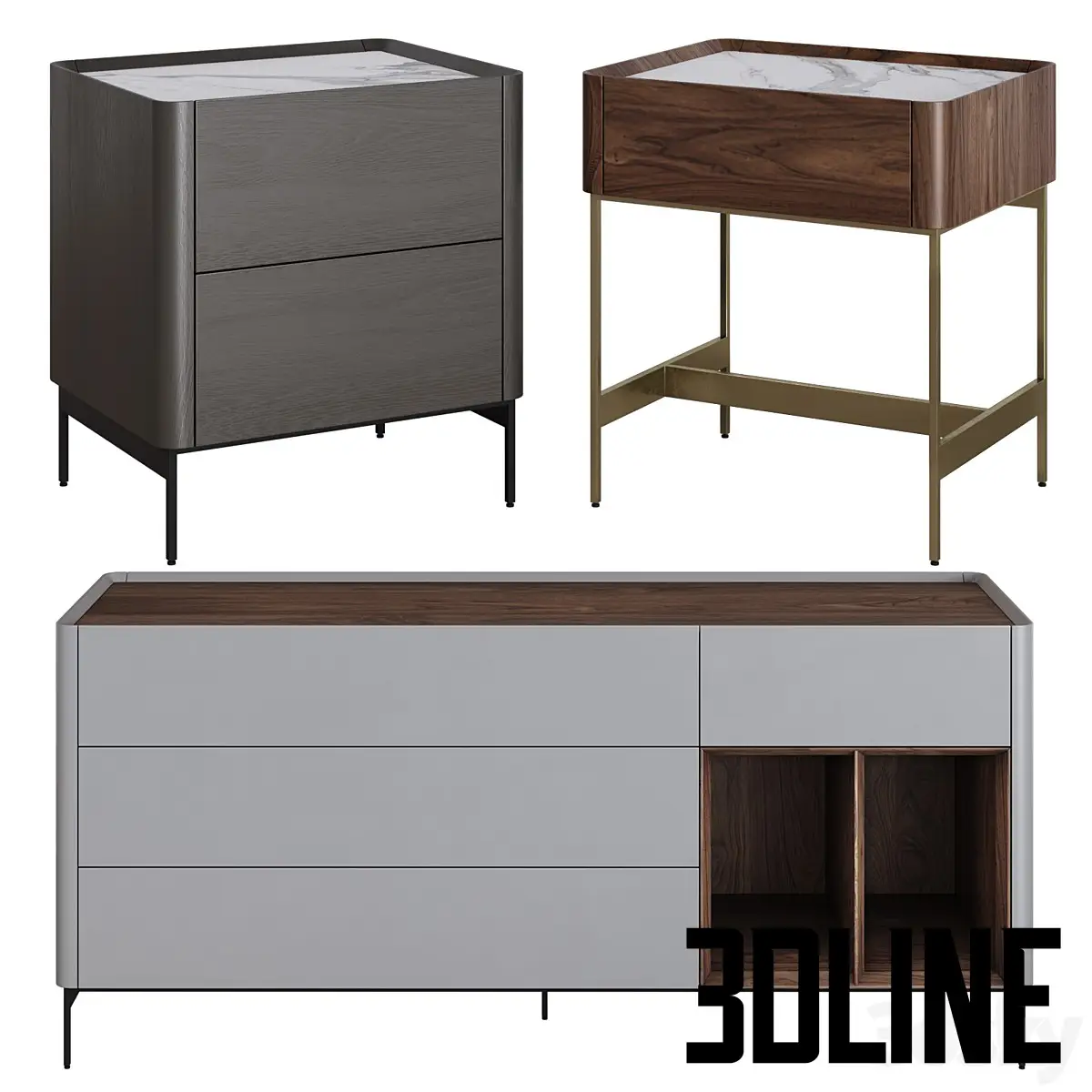 Chest of drawers and bedside table Si Lounge Iris (3dline.net)