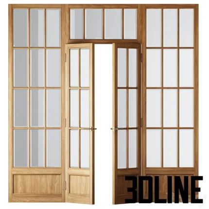 Classical Wooden Glass Partition(3dline.net)