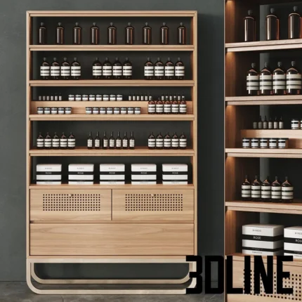 Cosmetic set with chest of drawers and shelves 2(3dline.net)