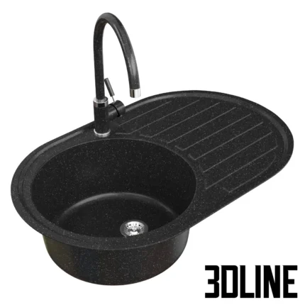 Fabno Arc Black Sink and Faucet(3dline.net)