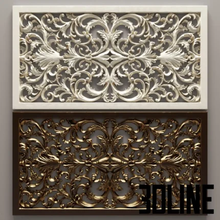 Lattice carving classical decorative panel carved decor(3dline.net)