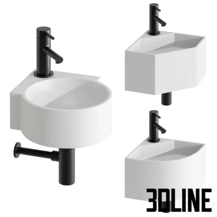Lusso Stone Small Corner Washbasins(3dline.net)