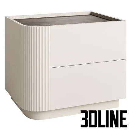 Modern Beige Wood Nightstand with 2 Drawers(3dline.net)