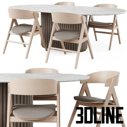 NEAN Dining Table and WAEN Chair(3dline.net)