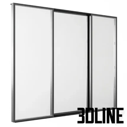 Sliding Black Metal Window Modern Windows Set 05(3dline.net)