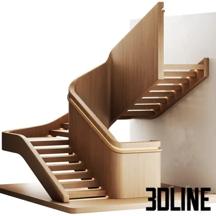 Staircase 1 wood  light(3dline.net)