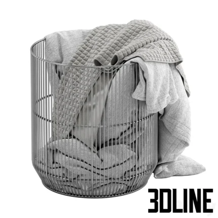 Westelm Metal basket with blanket(3dline.net)