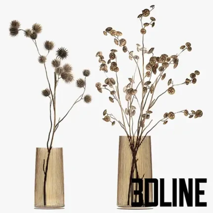 A Set of Two Bouquets of Dried Flowers(3dline.net)