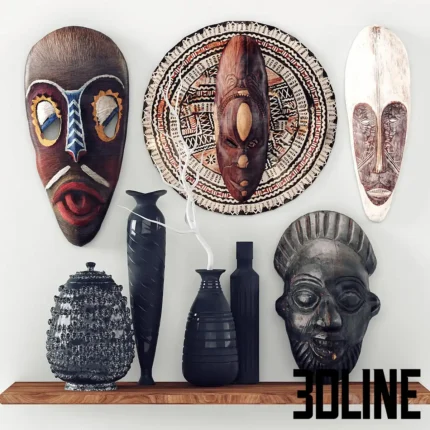African masks Decorative set 2(3dline.net)