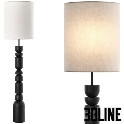Asa ched wood and natural linen floor lamp(3dline.net)