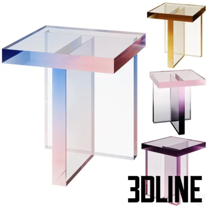 Block Table and Purple Aylic Coffee Table(3dline.net)
