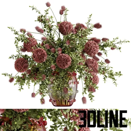 Bouquet of balls and fruits in a glass vase 11(3dline.net)