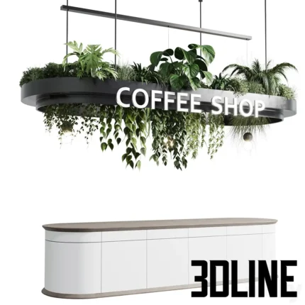 Coffee shop reception Restaurant counter(3dline.net)
