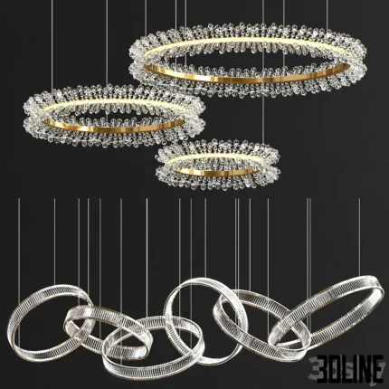 Crystal rings collection lighting pendant(3dline.net)