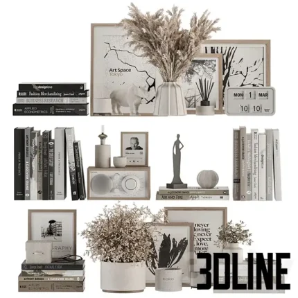Decorative Set on Shelves and Decor Objects Set 12(3dline.net)