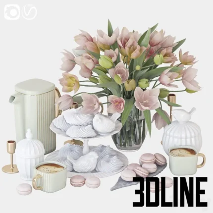Decorative kitchen set with spring(3dline.net)