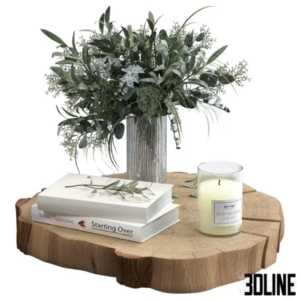 Decorative set with slab and bouquet(3dline.net)