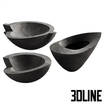 Decorative vases and pots 03 deformed(3dline.net)
