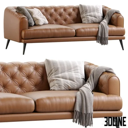 Earl Gray Modern Chesterfield Sofa(3dline.net)