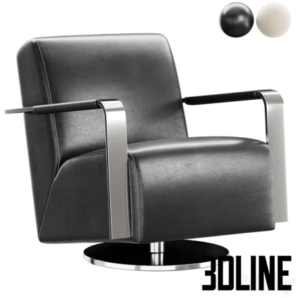 El armchair in fabric or leather(3dline.net)