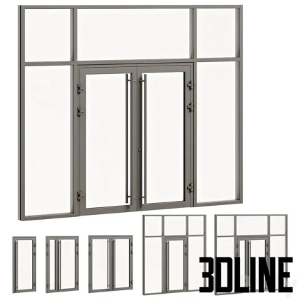 Entrance door with glass facade(3dline.net)