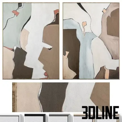 Large Mid Century Abstract Neutral(3dline.net)