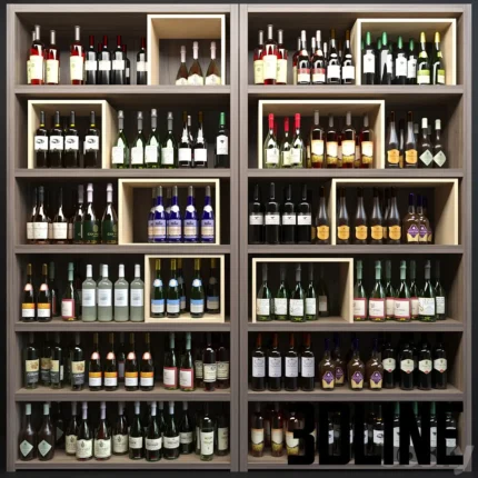 Large wine cabinet with sparkling wine Wine collection(3dline.net)