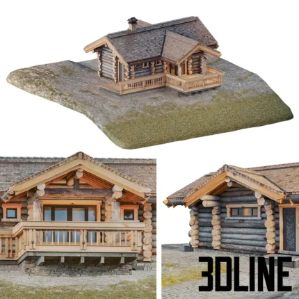 Log house bath(3dline.net)