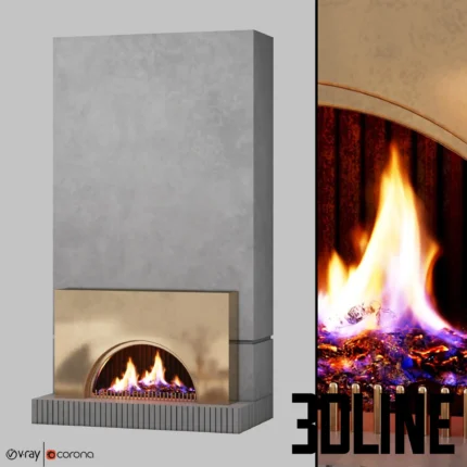 Metal Concrete fire place(3dline.net)