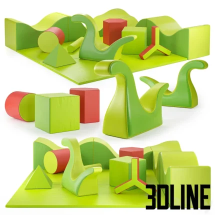 PLAY Sets of childrens play poufs Hills(3dline.net)