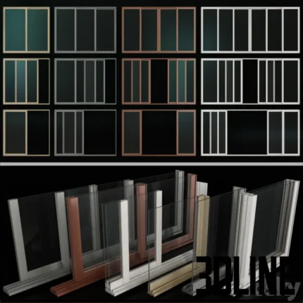 Sliding Stained Glass Aluminum Windows(3dline.net)