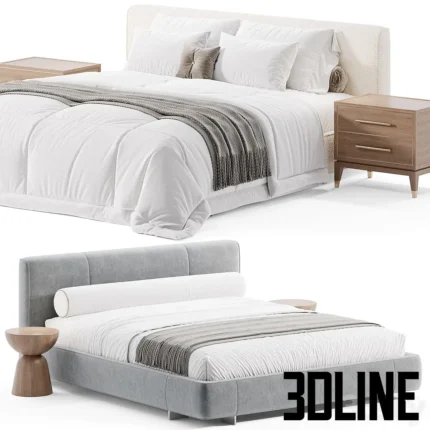 Ys bed with wooden table (3dline.net)