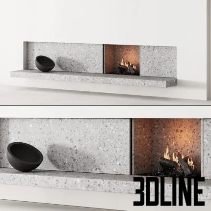 fireplace decorative wall kit 04 minimal(3dline.net)