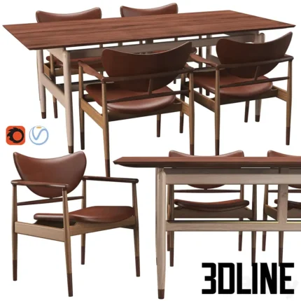 48 Chair Kaufmann Table(3dline.net)