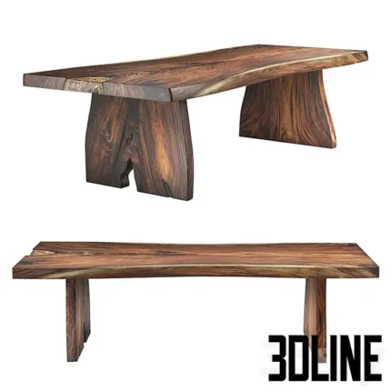 Arka Living Houston Live Edge Solid Wood Table(3dline.net)