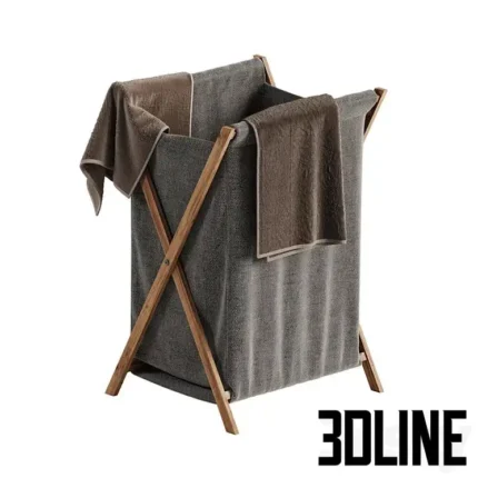 Basket with linen for the bathroom or toilet(3dline.net)