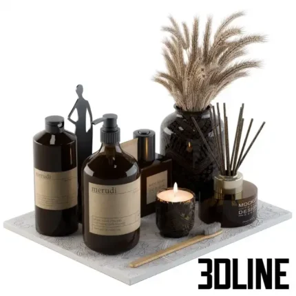 Bathroom Decor Set 04 Brown(3dline.net)