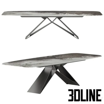 Caelan Itlia Preer Crytalart Dining Table(3dline.net)